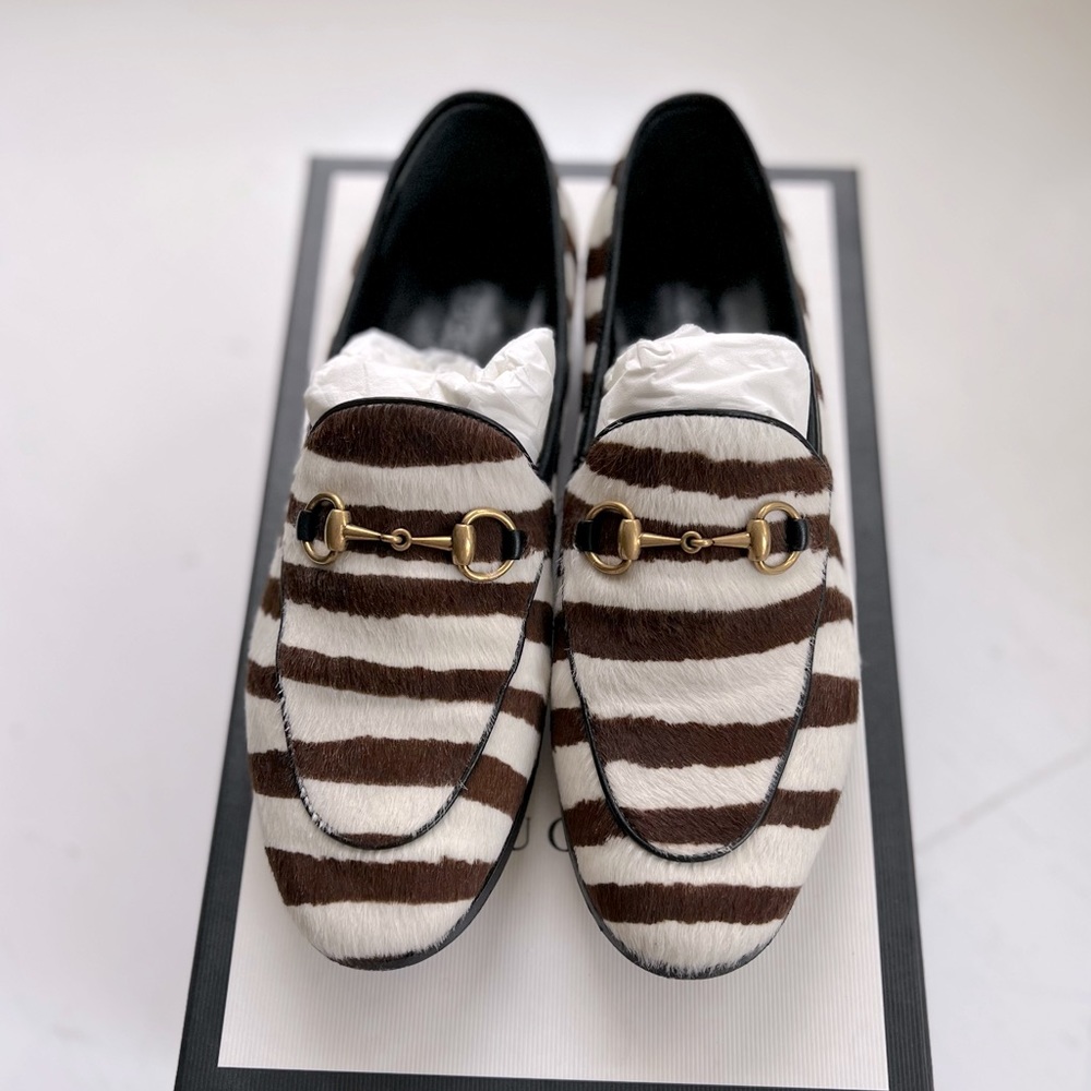 GUCCI Loafers Pony Zebra Print - bianco/Moro/ner -Women’s 36.5